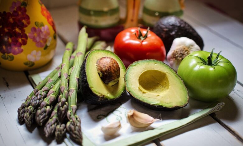 vegetables, avocado, asparagus